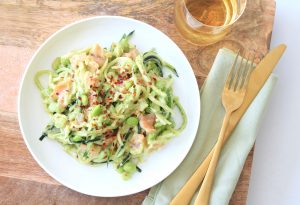 Courgiatelle met avocado limoensaus