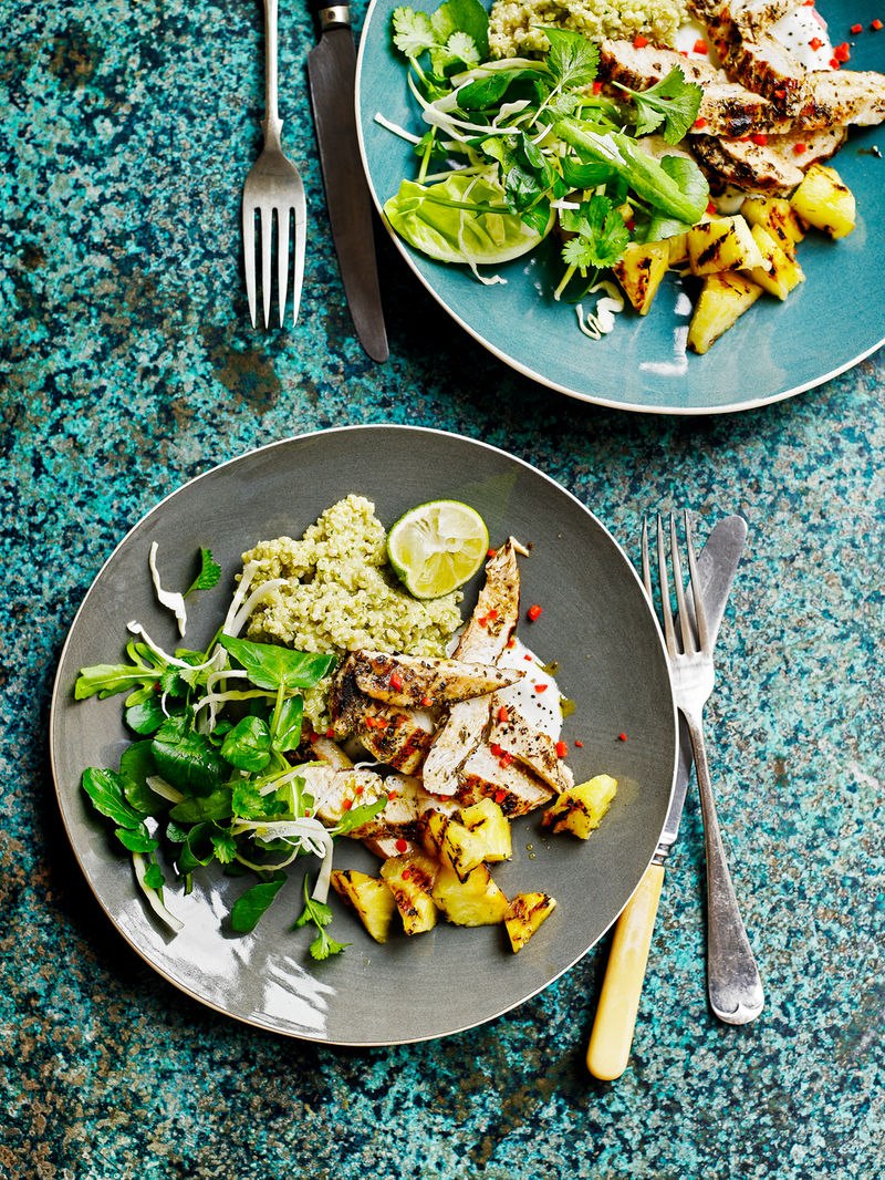 Grilled chicken with charred pineapple salad