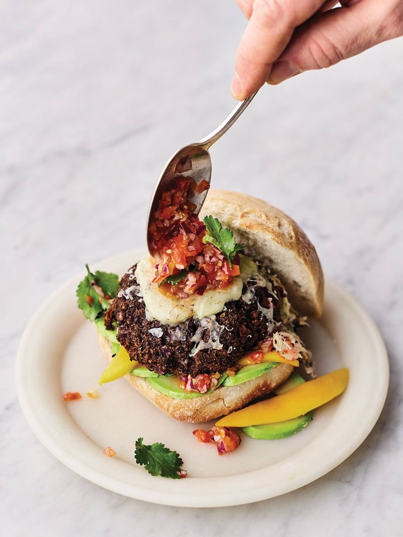 Roasted black bean burgers