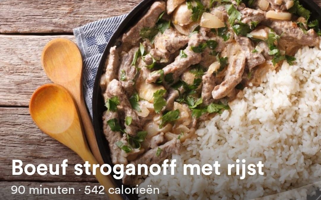 Boeuf stroganoff met rijst