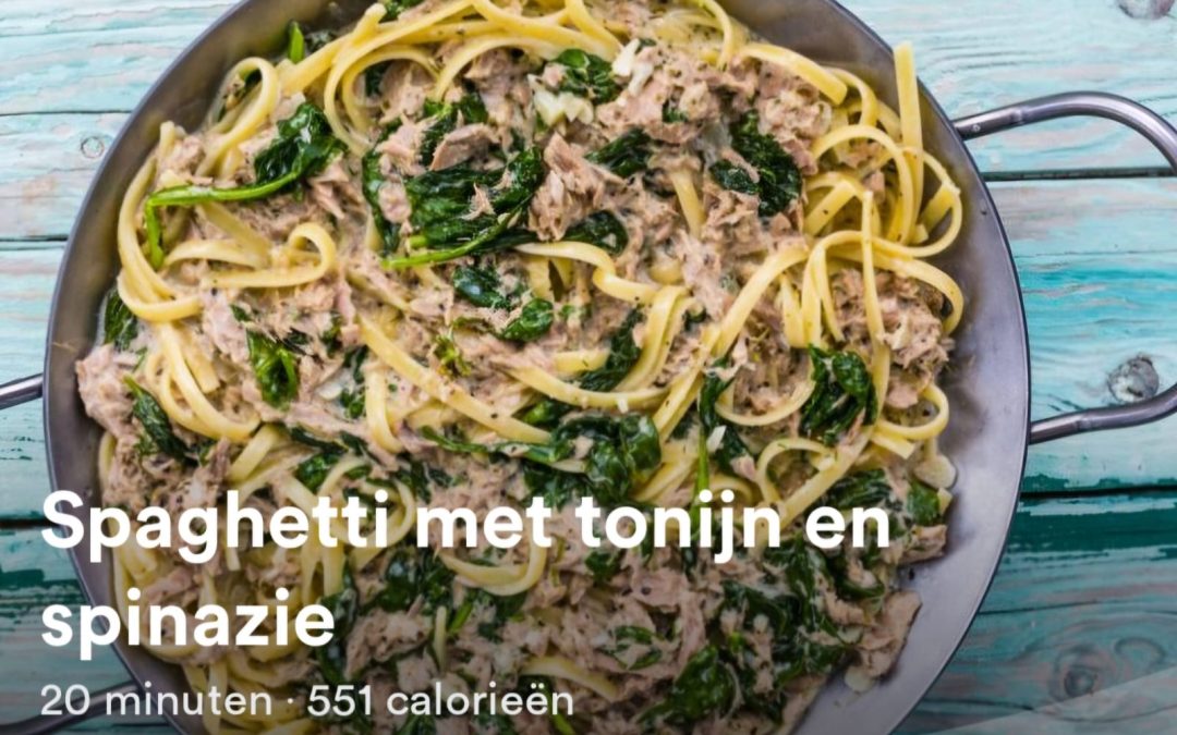 Spaghetti met tonijn en spinazie